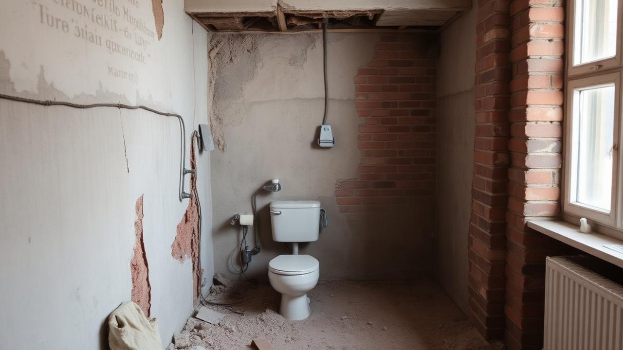 Vybourané bytové jádro v paneláku s rozestavěnou zděnou příčkou